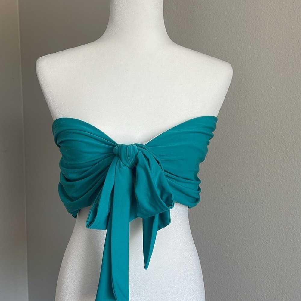 Teal Strapless Tie-Front Top Size 3X